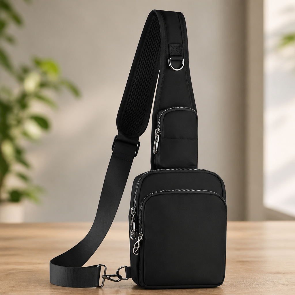 VADOO Sling Bag, Crossbody Bag with Zipper Lock, RFID Blocking & Water Resistant for Men and Women