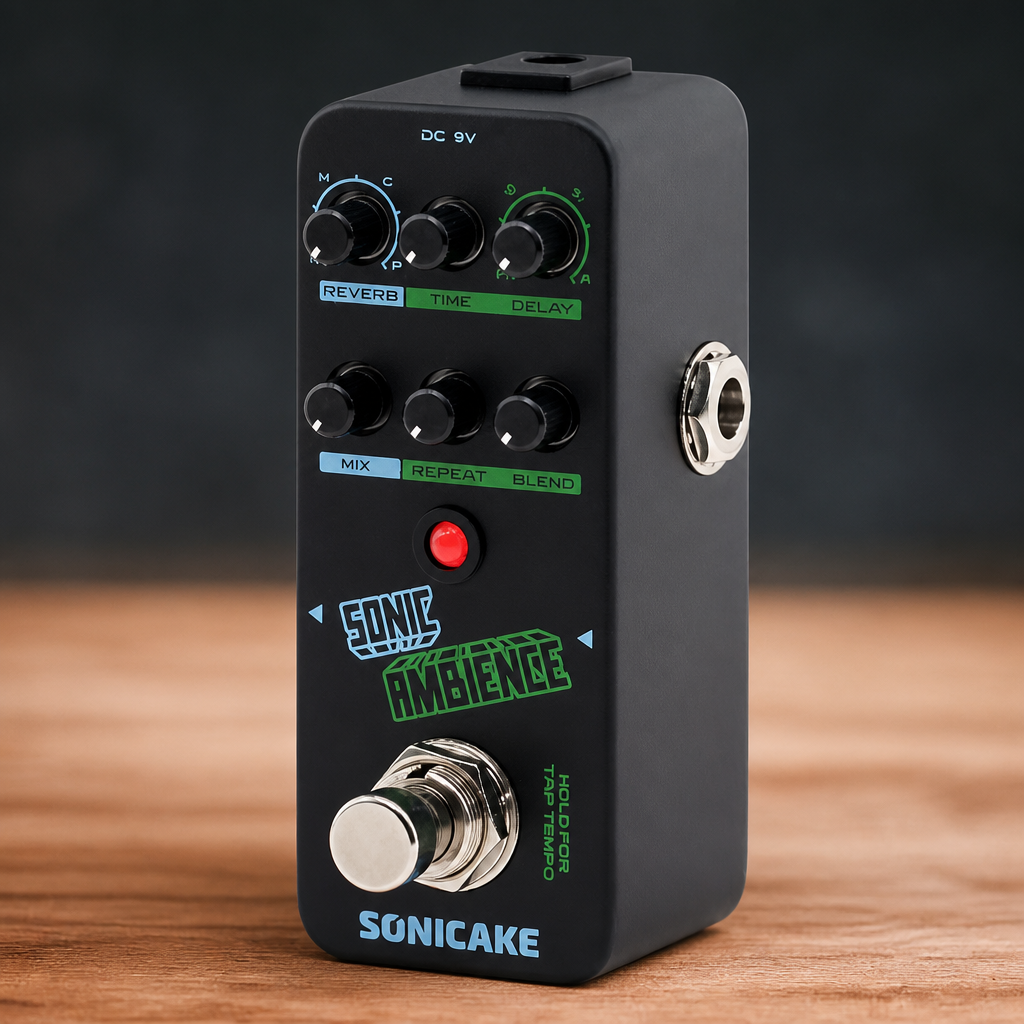 SONICAKE Delay Reverb Pedal Sonic Ambience Multi Mode Tap Tempo Delay and Reverb Guitar Bass Effects Pedal