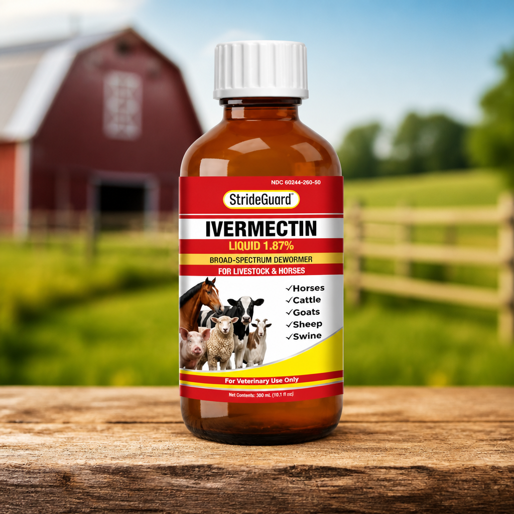 Dewormer for Horse, Dewormer for Goat and Cattle & More, Ivermectin Liquid for All Wormers, Tapeworms, Roundworms & Hookworms