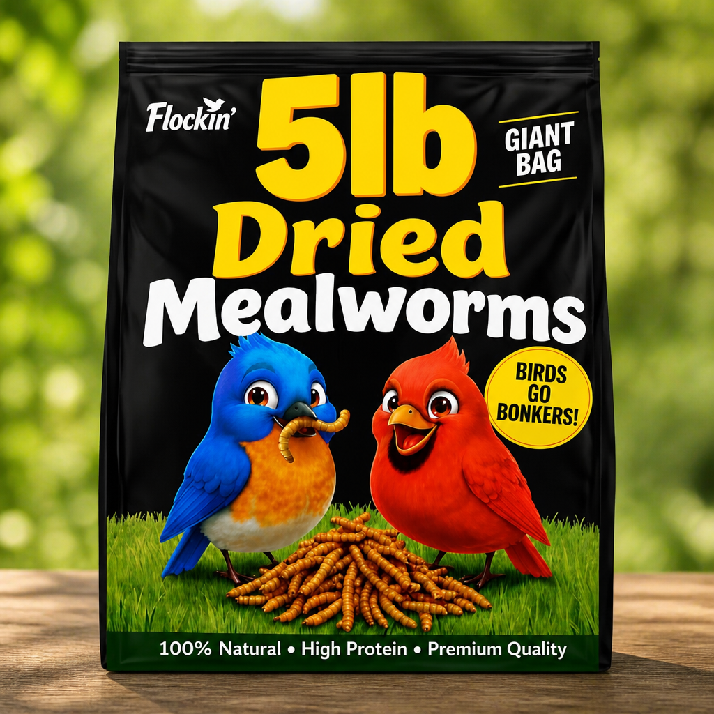 Dried Mealworms for Wild Birds - Crunchy Meal Worms for Wild Birds - High Protein Dried Mealworms for Bluebirds, Cardinals & Woodpeckers - Premium Backyard Bird Treat - All Natural Bird Food (5lbs)