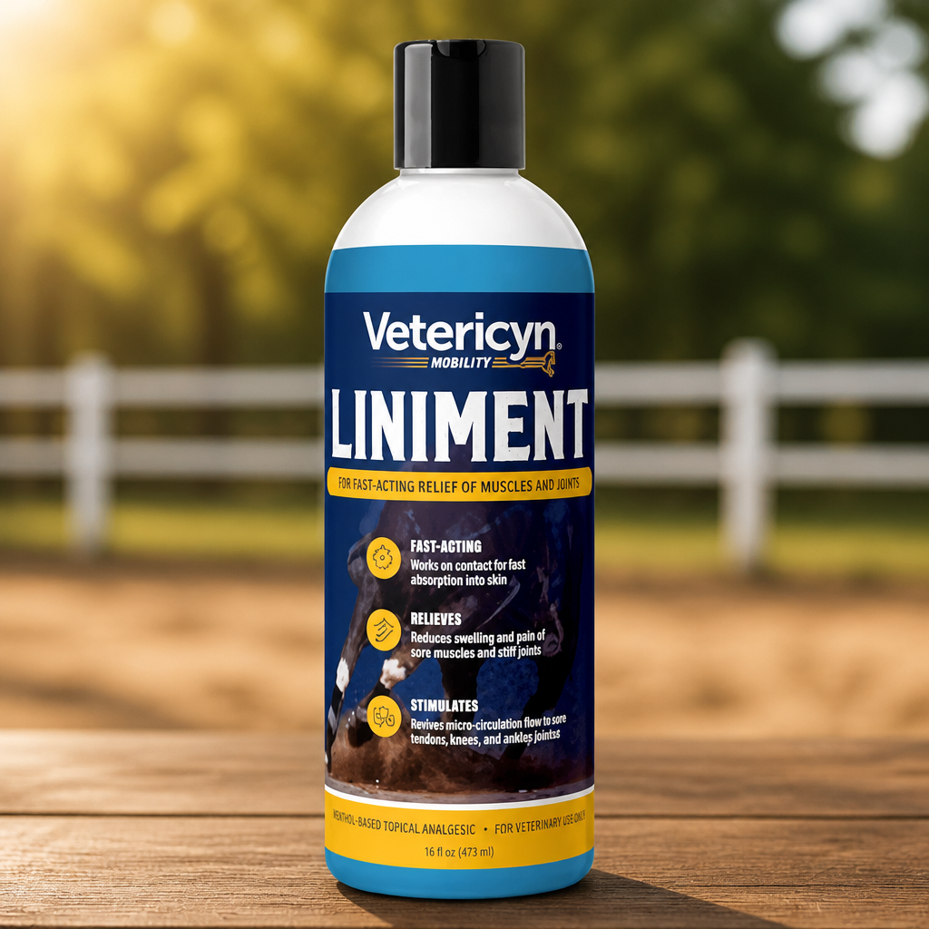 Vetericyn Mobility Equine Liniment for Fast-Acting Relief of Muscles and Joints – Menthol-Based Topical Analgesic for Horses – 16 Ounces