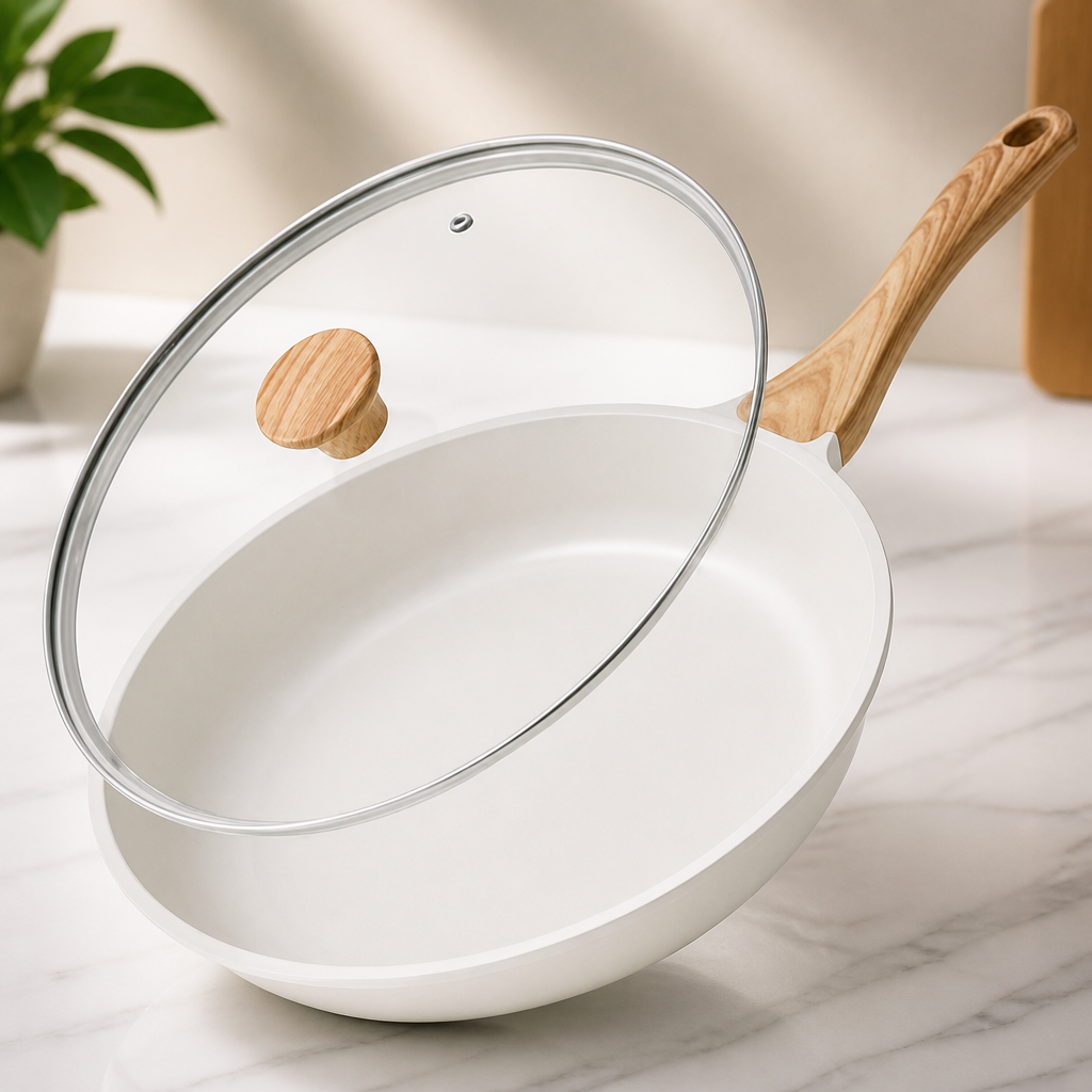 SENSARTE Nonstick Ceramic Frying Pan with Lid 8/9.5/10/11/12.5 Inch Omelet Pan Skillet, Free of Intentionally Added PFAS/PTFE Non-toxic Chef's Pan Induction Compatible Pan, Heat Resistant Handle