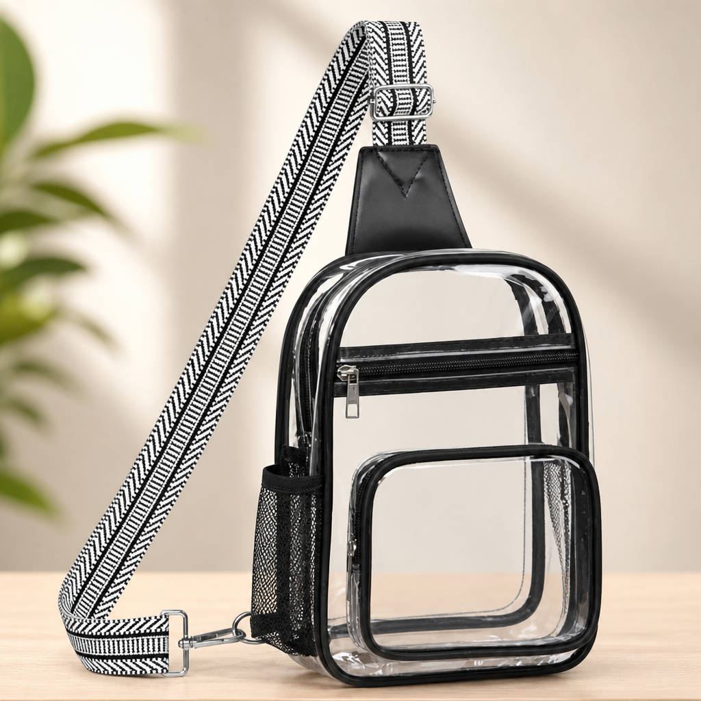 Clear Bag for Stadium Events, Clear Purses For Women Men, Transparent Crossbody Bag, See Through Large Sling Backpack