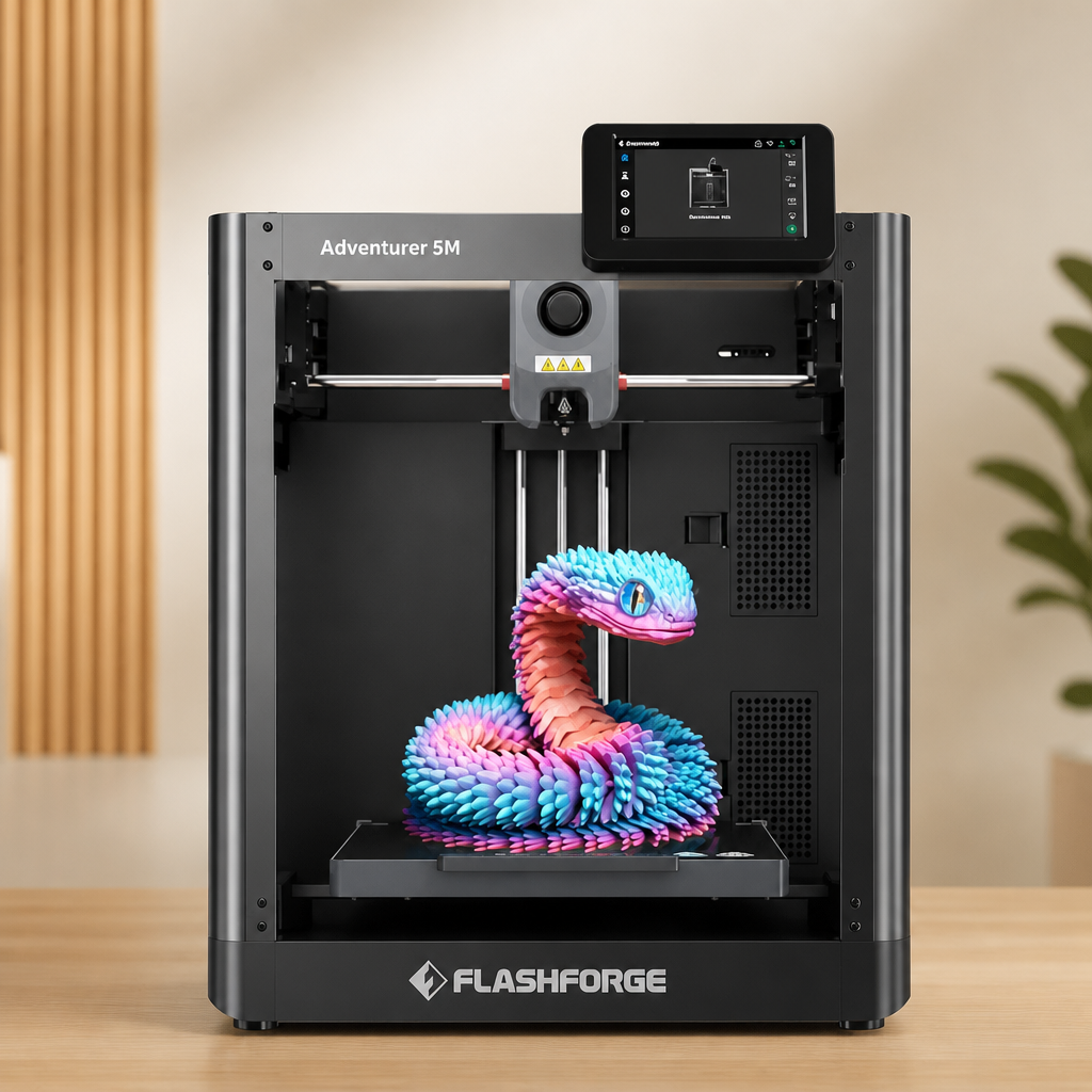 FLASHFORGE Adventurer 5M 3D Printer with Fully Auto Leveling, Max 600mm/s High Speed Printing, 280°C Direct Extruder with 3S Detachable Nozzle, CoreXY All Metal Structure, Print Size 220x220x220mm