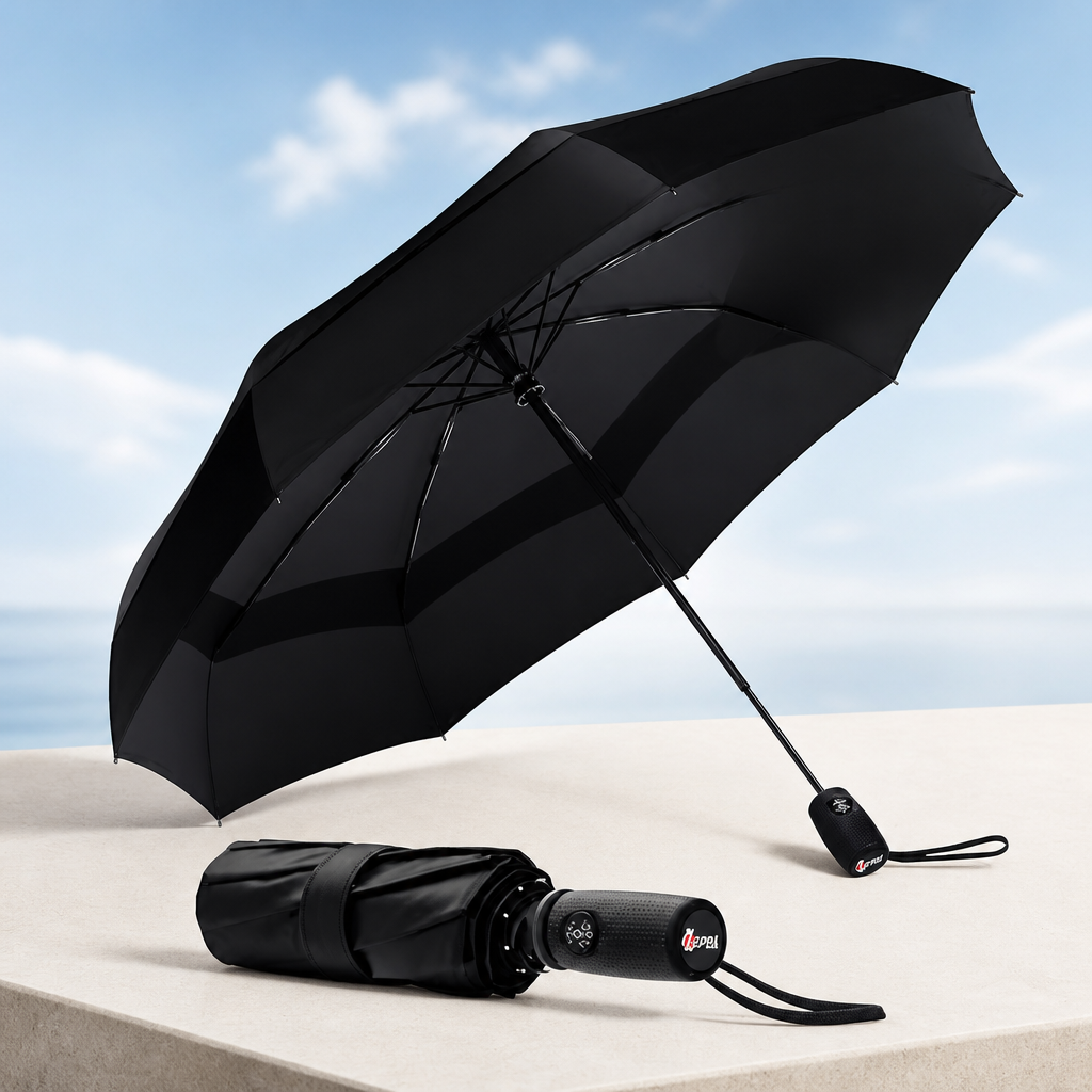 Repel Windproof Travel Umbrella - Compact & Withstands Winds up to 100MPH , Strongest Premium Auto Folding Umbrella for Rain and Sun - Durable, Light & Portable for Women & Men , Fits Backpack & Cars