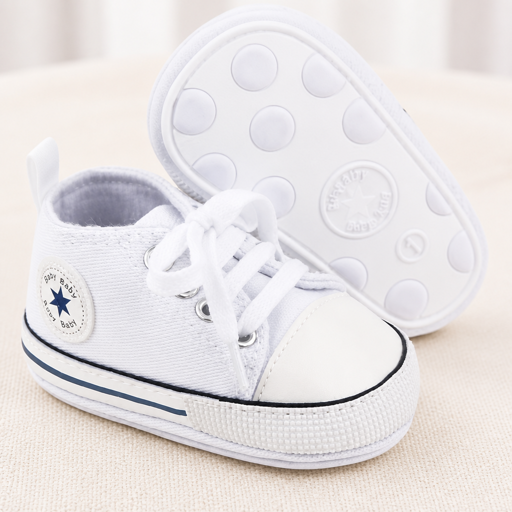 Unisex Baby Girls Boys Canvas High-top Shoes, Newborn Infant Anti-Slip Soft Sole Frist Walking Breathable Sneakers