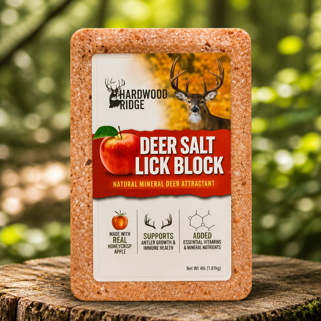 Deer Salt Lick Block, Made with Real Honeycrisp Apple – Wildlife Long-Lasting Attractant – Natural Feed with Essential Minerals for Antler Growth & Herd Health – 4 lb