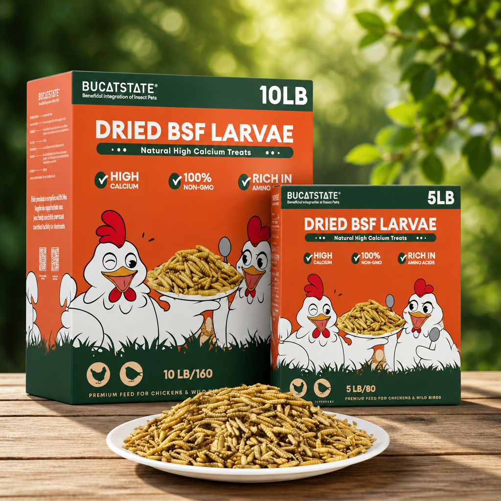 BUCATSTATE 10LB + 5LB Dried Black Soldier Fly Larvae| 85x More Calcium Than mealworms | High Protein Non-GMO BSFL Treats for Chickens, Ducks, Wild Birds, Reptiles, Hedge