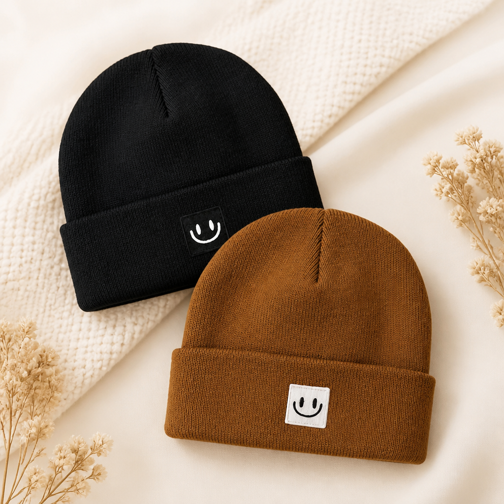 FURTALK Baby Beanie 2 Pack Toddler Winter Hat Embroidered Knit Cap Ages 0-8 | 2-pack embroidered baby beanies, 100% acrylic outer, 95% polyester/5% spandex lining, warm kids hats, school, daycare, gifts