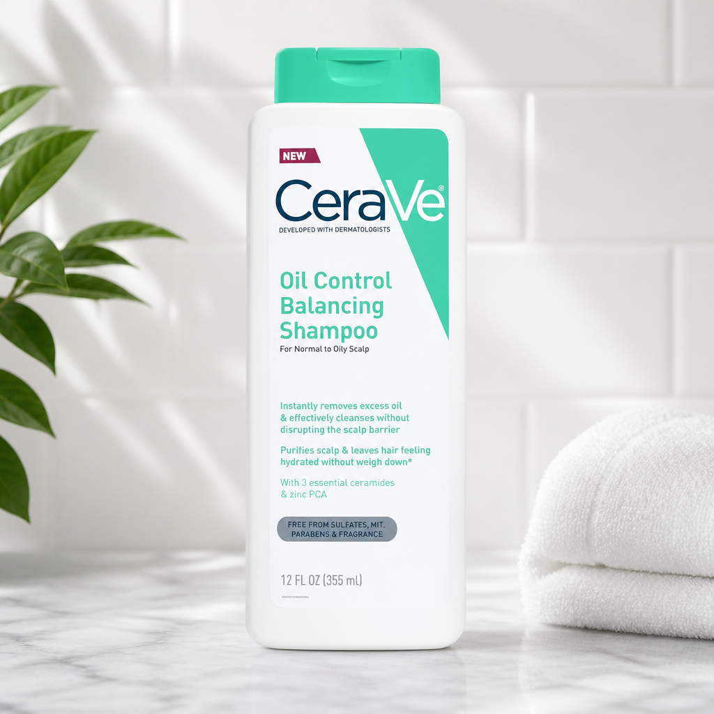 CeraVe Oil Control Balancing Shampoo, Clarifying Shampoo With Ceramides & Hyaluronic Acid, Removes Oil and Leaves Hair Feeling Hydrated, For All Hair & Scalp Types, Sulfate Free & Color Safe, 12 oz