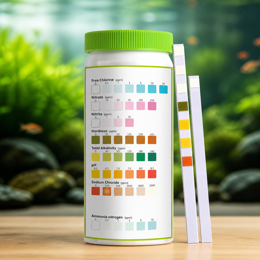 AAwipes 8-in-1 Aquarium Test Kit for Fish Tanks - Quick & Accurate Water Testing Strips for Aquariums & Ponds. Tests pH, Ammonia, Alkalinity, Hardness, Chlorine, etc. (K02-50)