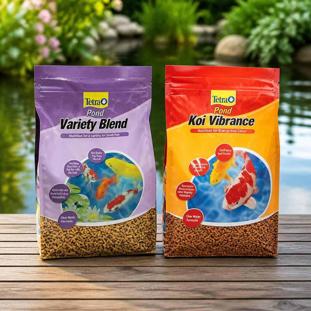 TetraPond Variety Blend, Pond Fish Food, for Goldfish and Koi & 16485 Koi Vibrance Sticks Fish Food, 2.42 Pound