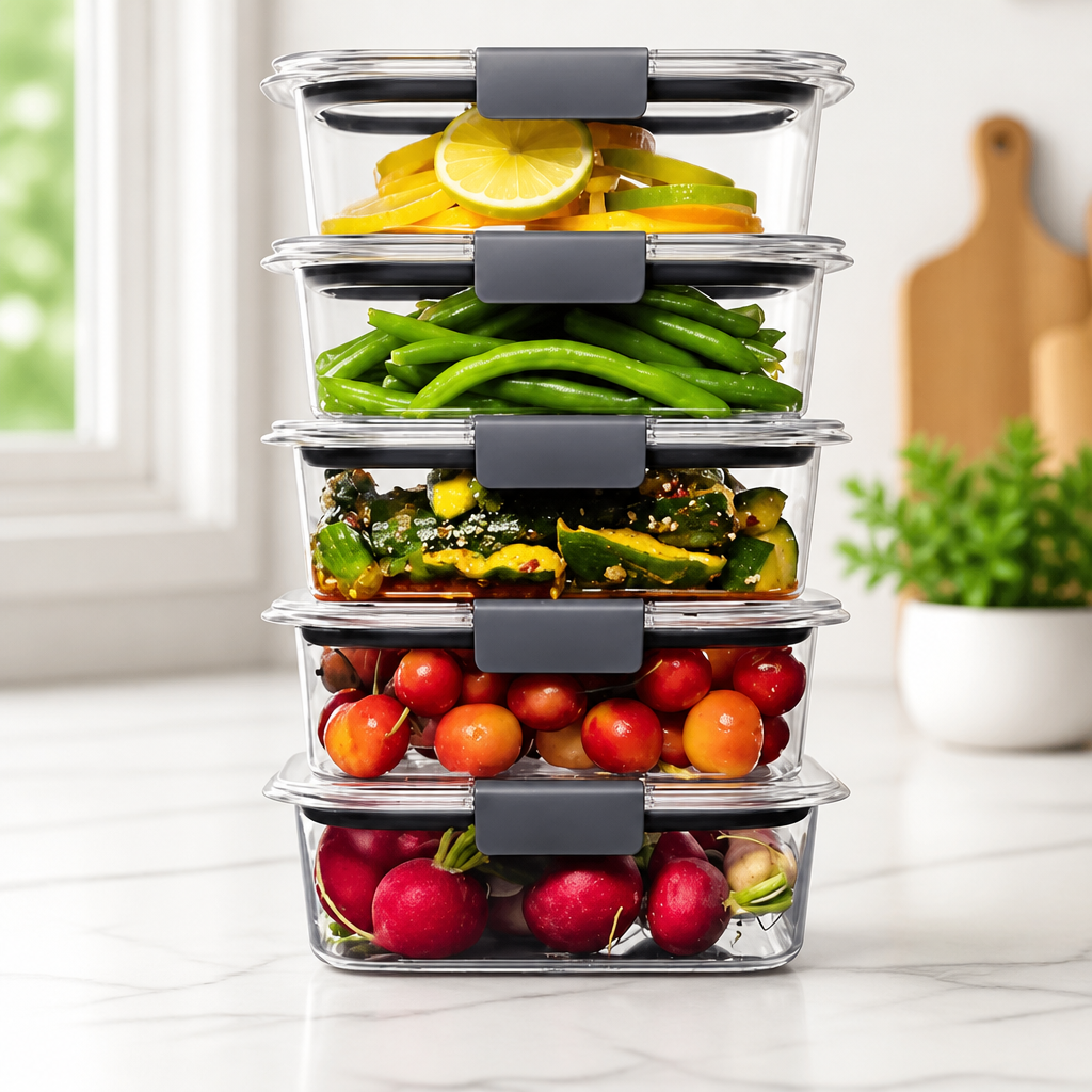 Rubbermaid Brilliance Tritan Plastic Food Storage Containers BPA Free Airtight Lids Ideal for Lunch Meal Prep & Leftovers Set of 5 (3.2 Cup)