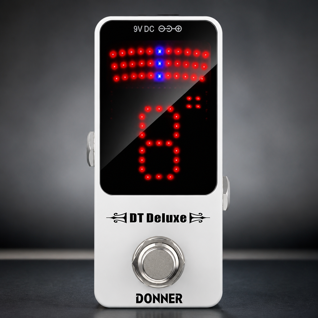 Donner Tuner Pedal, DT Deluxe Chromatic Guitar Tuner Pedal for Electric Guitar and Bass ± 1 Cent USB or 9V Power Supply True Bypass