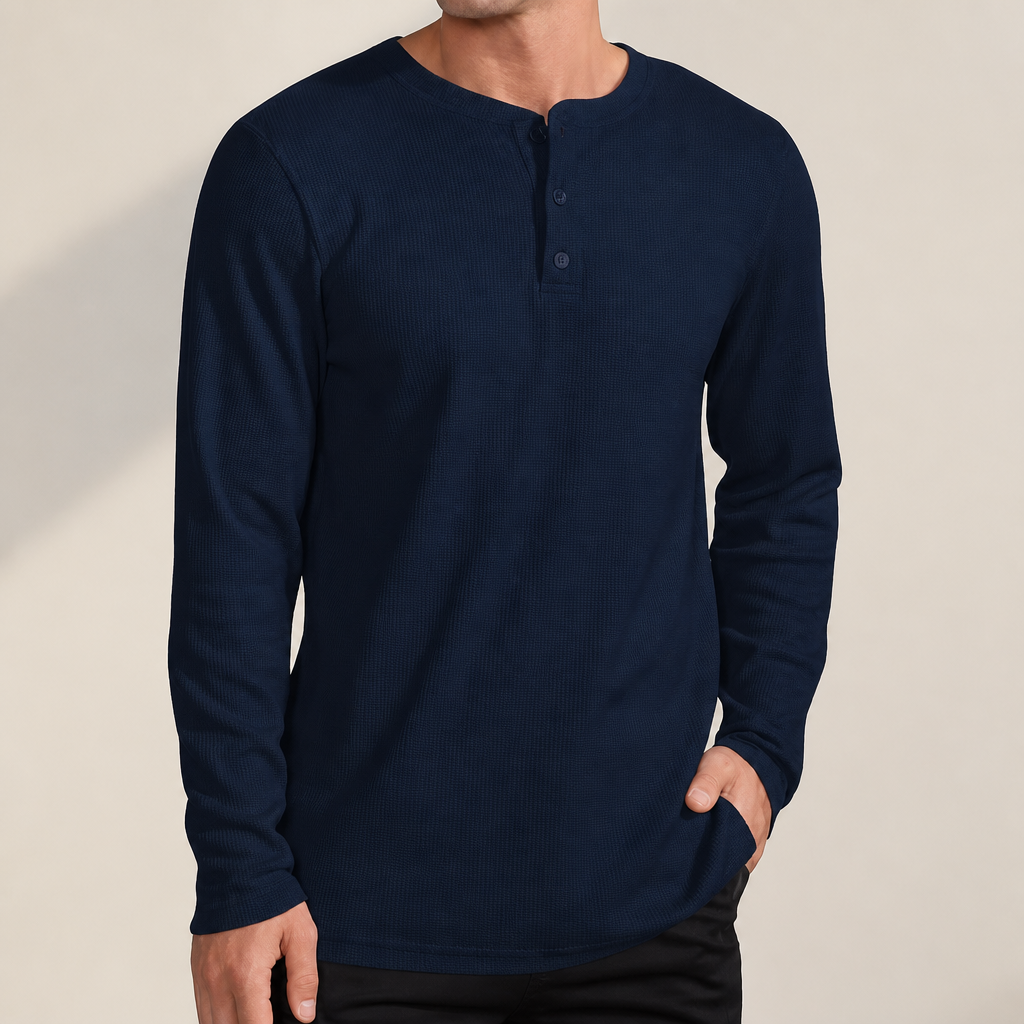 QUALFORT Henley Shirt for Men, Long Sleeve Cotton Blend Mens Pullover Top Outfits 2026