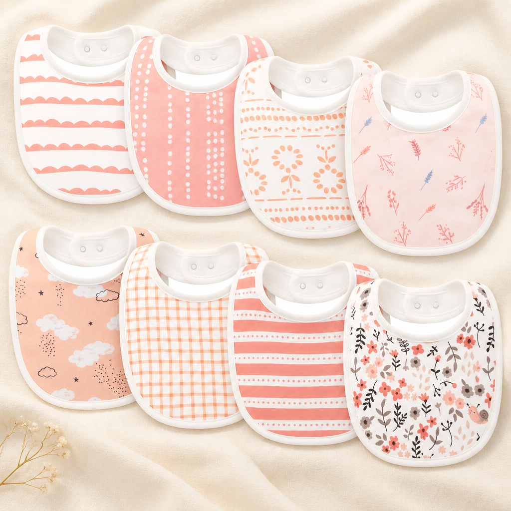 KeaBabies 8-Pack Organic Baby Bibs for Drooling and Teething (Sweet Charm) | Soft Cotton Bibs for Baby Girl, Boy, Extra Absorbent, Easy to Clean & Put On, Toddler, Newborn, Infant 0-24 Months