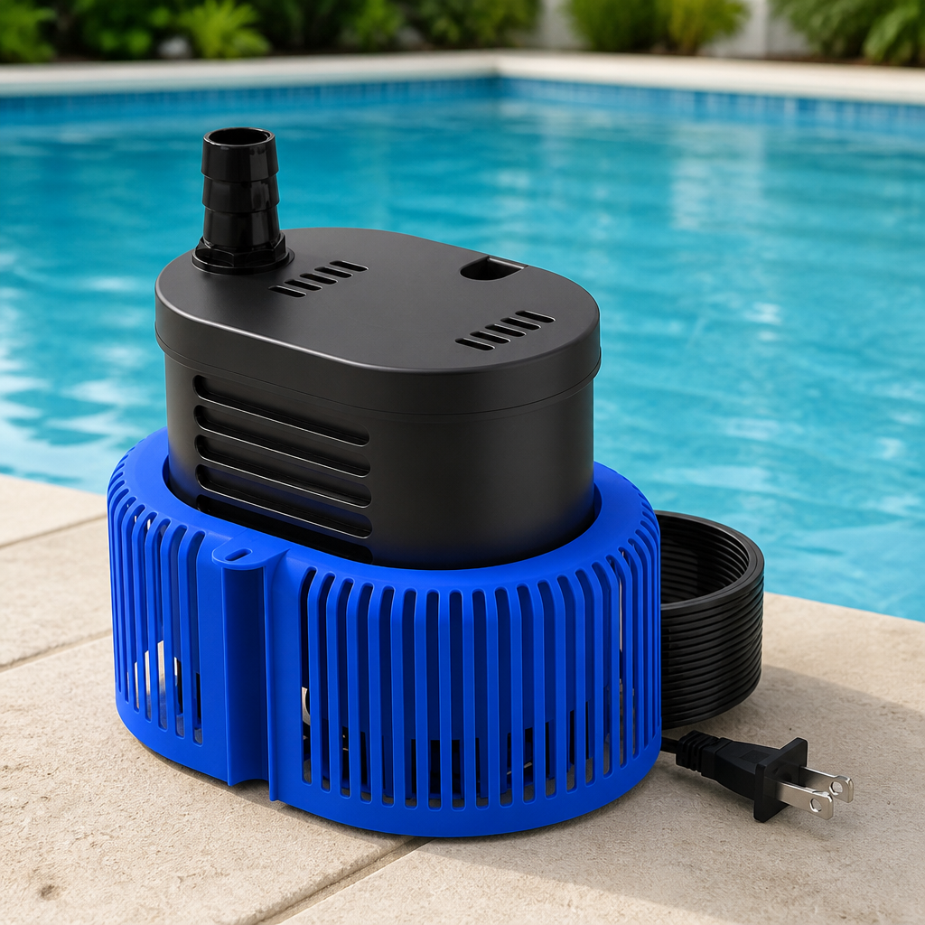 Pool Cover Pump above Ground - Submersible Water Sump Pump Swimming Water Removal Pumps, with Drainage Hose & 25 Feet Extra Long Power Cord, 850 GPH inGround, 3 Adapters