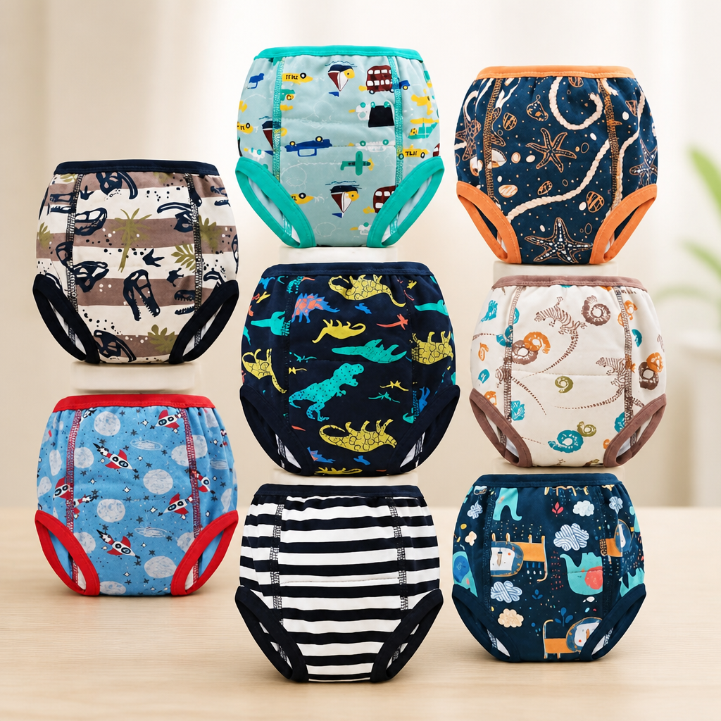 MooMoo Baby 8 Packs Potty Training Pants Cotton Absorbent Training Underwear for Toddler Boy and Girls 2T-9T