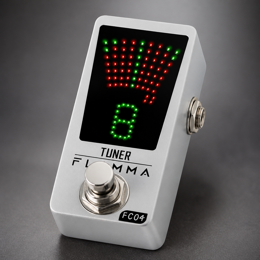 FLAMMA Tuner Pedal FC04 Chromatic Guitar Tuner Pedal, Tuning Pedal for High Precision 1 Cent with Pitch Indicator for Guitar and Bass, True Bypass