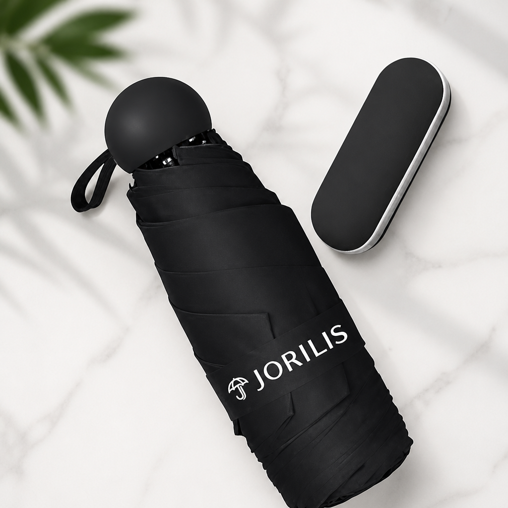 Jorilis Travel Umbrella Compact with Case - Small Umbrellas for Rain, Lightweight Mini Sun Umbrella UV Protection, Folding Portable Umbrellas for Backpack, Pocket, Purse, Kids, Women, Girls, Tiny Size