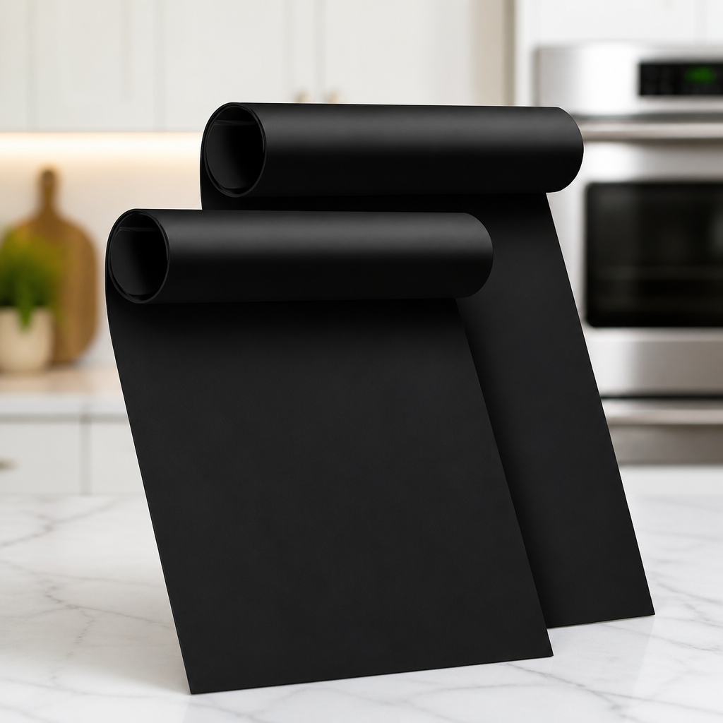 Oven Liners for Bottom of Oven - 2 Pack Large Heavy Duty Oven Mats, 17"x 25" Reusable Matt Liner for Electric, Gas, Toaster Ovens & Grills, BPA & PFOA Free, Kitchen Essentials, Black