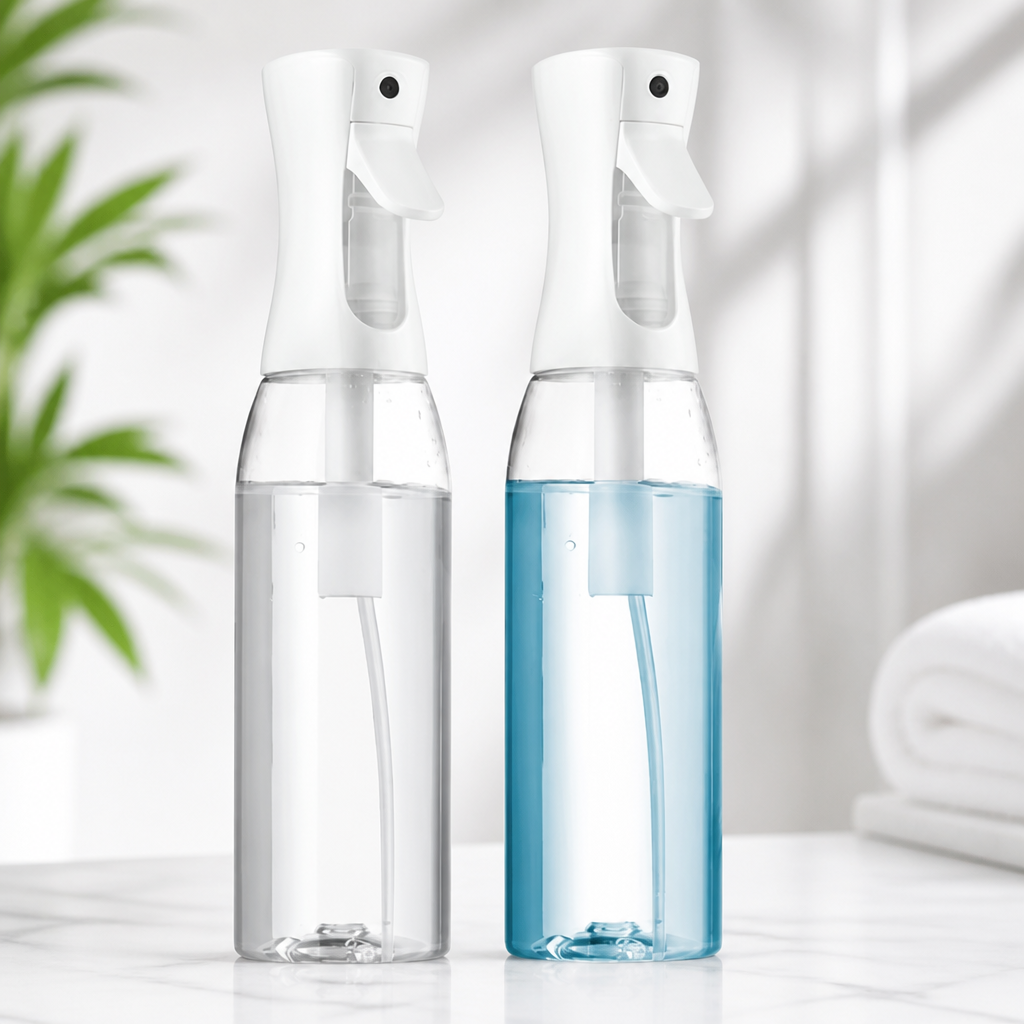 SUPER+ 2 pack continuous spray bottle for hair - 17 OZ Ultra Fine Mist Sprayer | water spray bottle for hair mister spray bottle | hair spray bottles For Hairstyling, Cleaning, Salons (2pk 17oz)