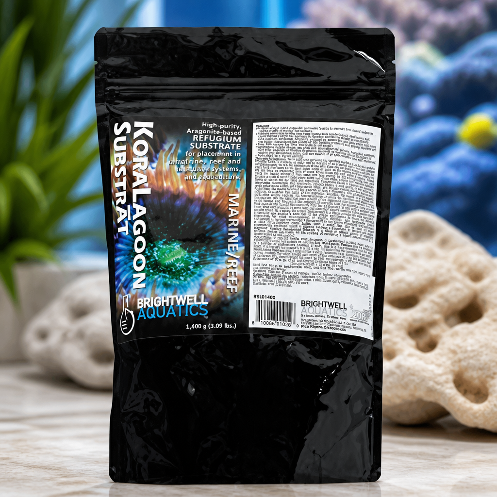 Brightwell Aquatics KoraLagoon Substrat - Aragonite-Based Refugium Substrate for Placement in Marine & Reef Aquariums, 1400g, 1.4-kg