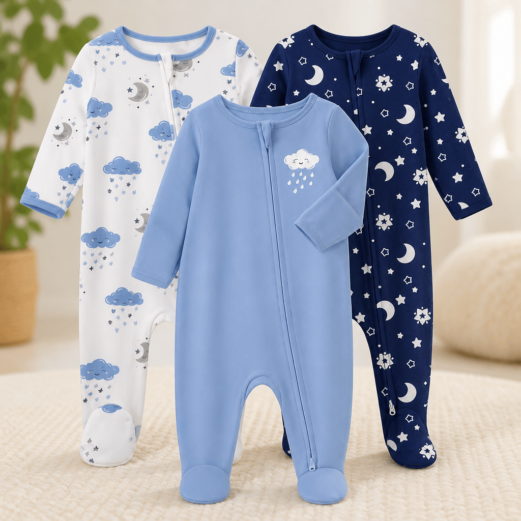 Yoofoss Baby Pajamas 100% Organic Cotton Baby Sleepers for Newborn 0-3 3-6 6-9 Months Boys Girl Clothes 3pcs Footed PJs