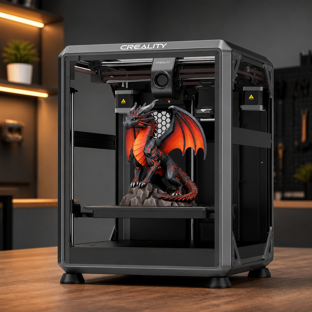 Creality K2 SE 3D Printer, 500mm/s High-Speed Printing, Support Multi Color 3D Printing Needs CFS, Solid Metal Build, Auto Leveling, Direct Drive Extruder, Quick-Swap Nozzle, 220×215×245mm Print Size