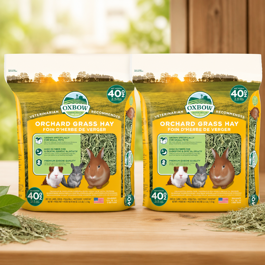 Oxbow Orchard Grass Hay for Small Pets – All-Natural Long Strand Fiber Hay for Rabbits,Guinea Pigs,Chinchillas,and Hamsters – Supports Digestive Health and Enrichment-– 40 oz Bag,(Pack of 2)