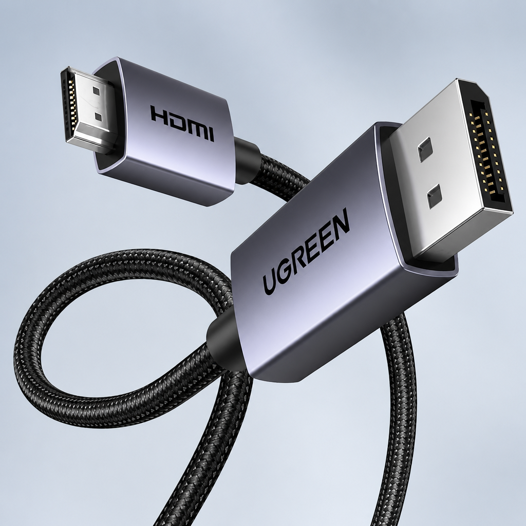 UGREEN 4K DisplayPort to HDMI Cable 1080P@120Hz, DP 1.2 to HDMI 1.4 Cord Alu Braided, Unidirectional Cable 6.6FT Compatible with Monitor, Desktop, HDTV, Laptop, AMD, NVIDIA