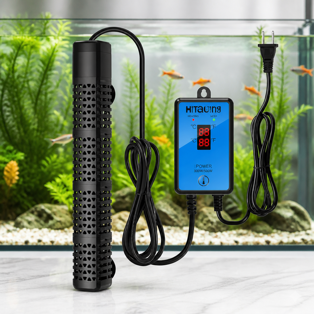 HiTauing Aquarium Heater, Upgraded 300W/500W Fish Tank Heater with Intelligent Leaving Water Automatically Stop Heating and Advanced Temperature Control System, Suitable for Saltwater and Freshwater