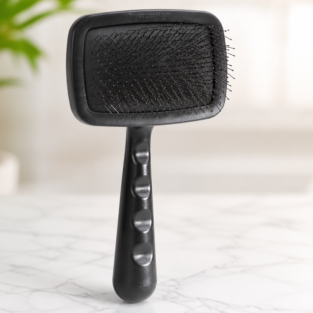 Tweezerman Dog and Cat Slicker Brush for Pets, Grooming Brush with Coated Bristles to Prevent Scratching and Ergonomic Handle