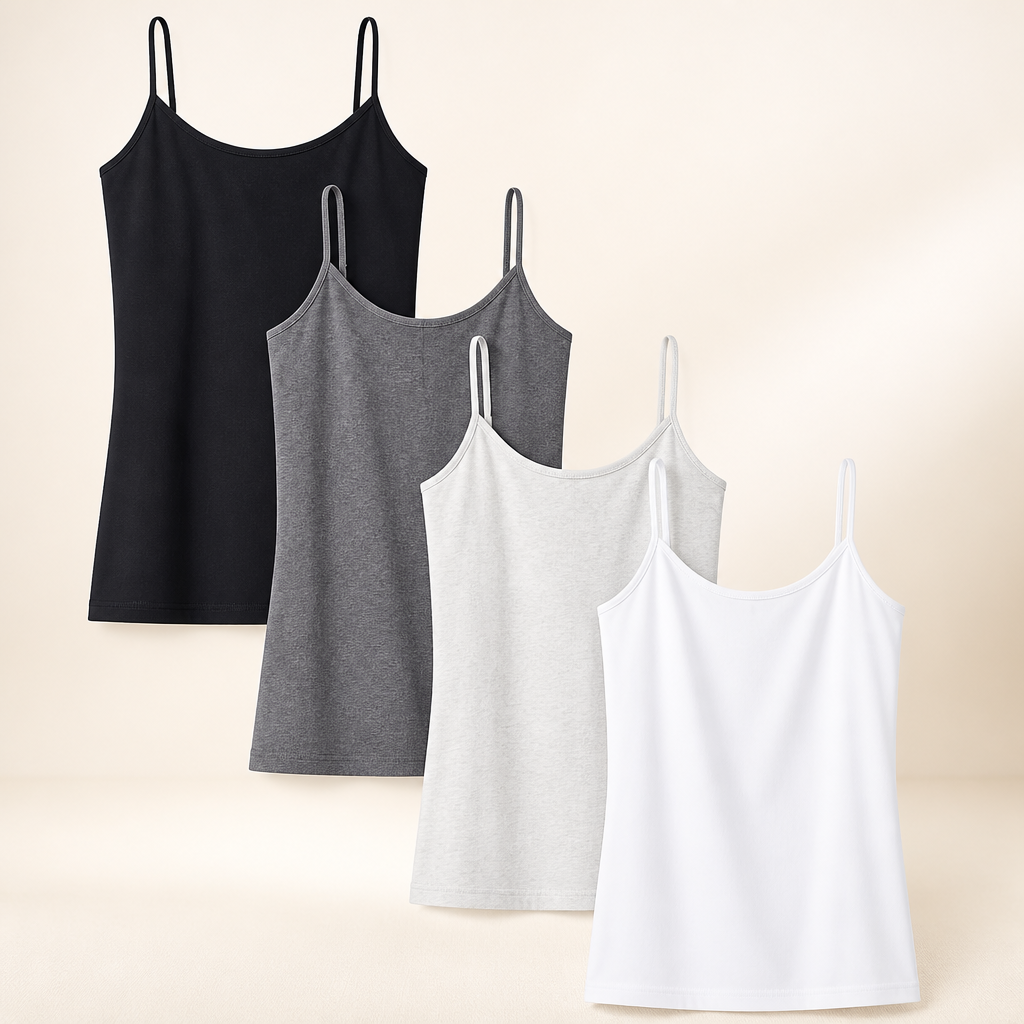 Amazon Essentials Women's Slim-Fit Camisole for Layering and Everyday Wear, Pack of 4