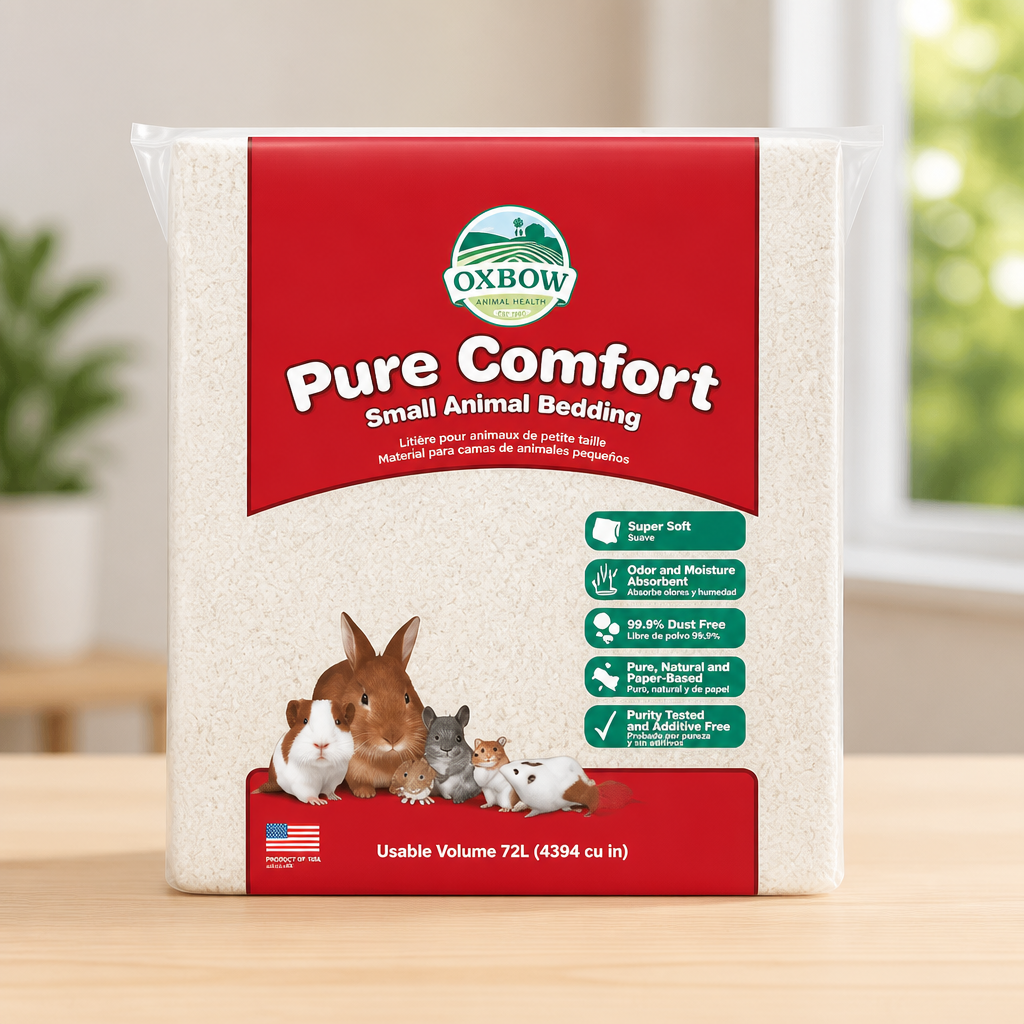 Oxbow Pure Comfort Bedding, Rabbit, Hamster, & Guinea Pig Bedding, Bunny Supplies for Litter Box, Pet Safe, Low Dust, White Paper, 72 Liter Bag