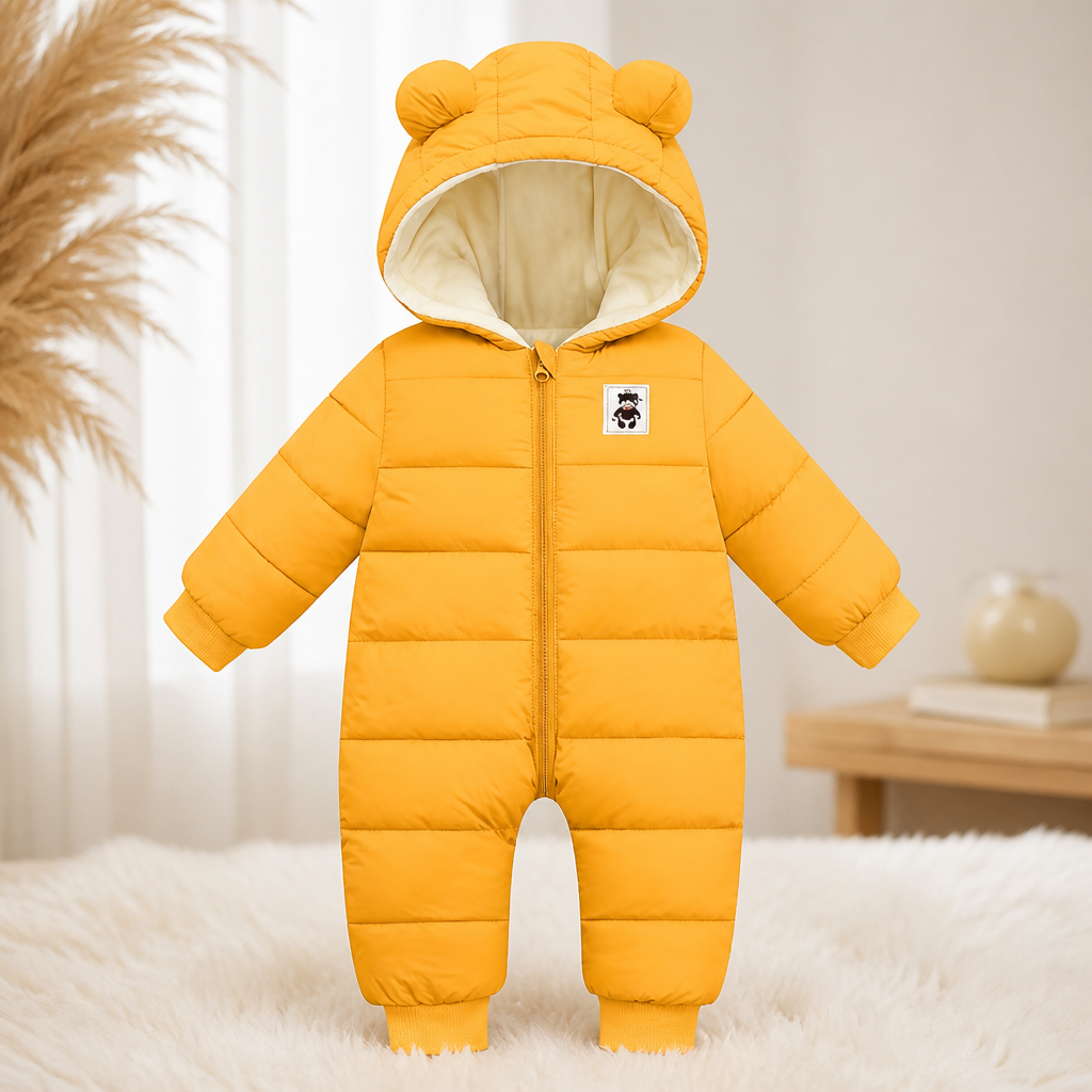 XMWEALTHY Baby Clothes Cute Infant Toddler Snowsuit Warm Newborn Boy Girl Winter Coats Hooded Zip Jumpsuit