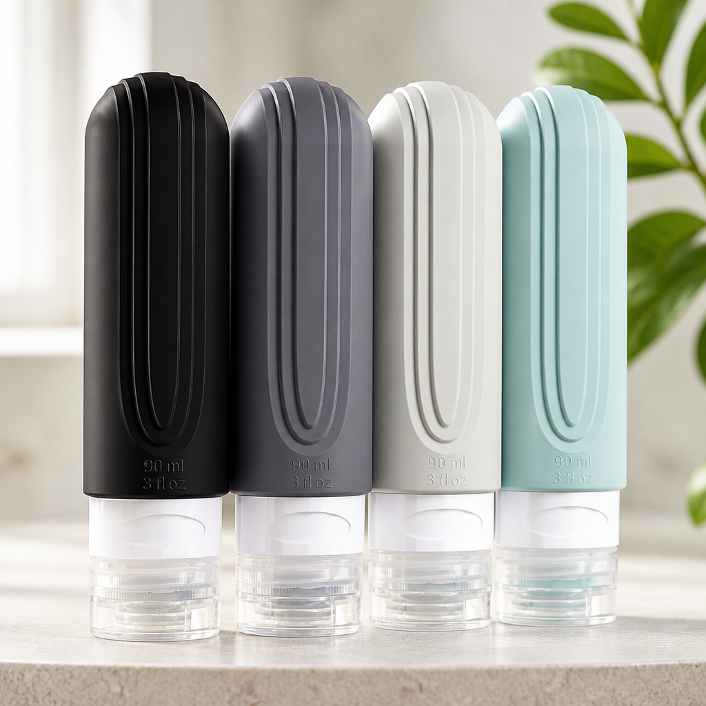 Mrsdry Travel Bottles for Toiletries, Tsa Approved 3oz Travel Size Containers BPA Free Leak Proof Refillable Liquid Silicone Squeezable Travel Accessories for Shampoo Conditioner Lotion (4 Pack)