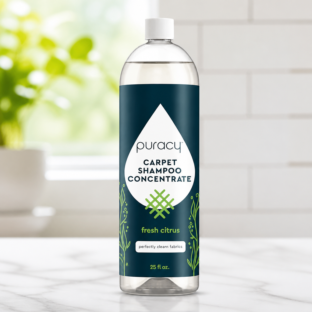 Puracy Carpet Cleaner Solution - Carpet Shampoo, Pet Stain & Odor Remover, Rug & Upholstery Cleaner, 4X Concentrated, Low Foam Shampooer Formula, Fresh Citrus, 25oz
