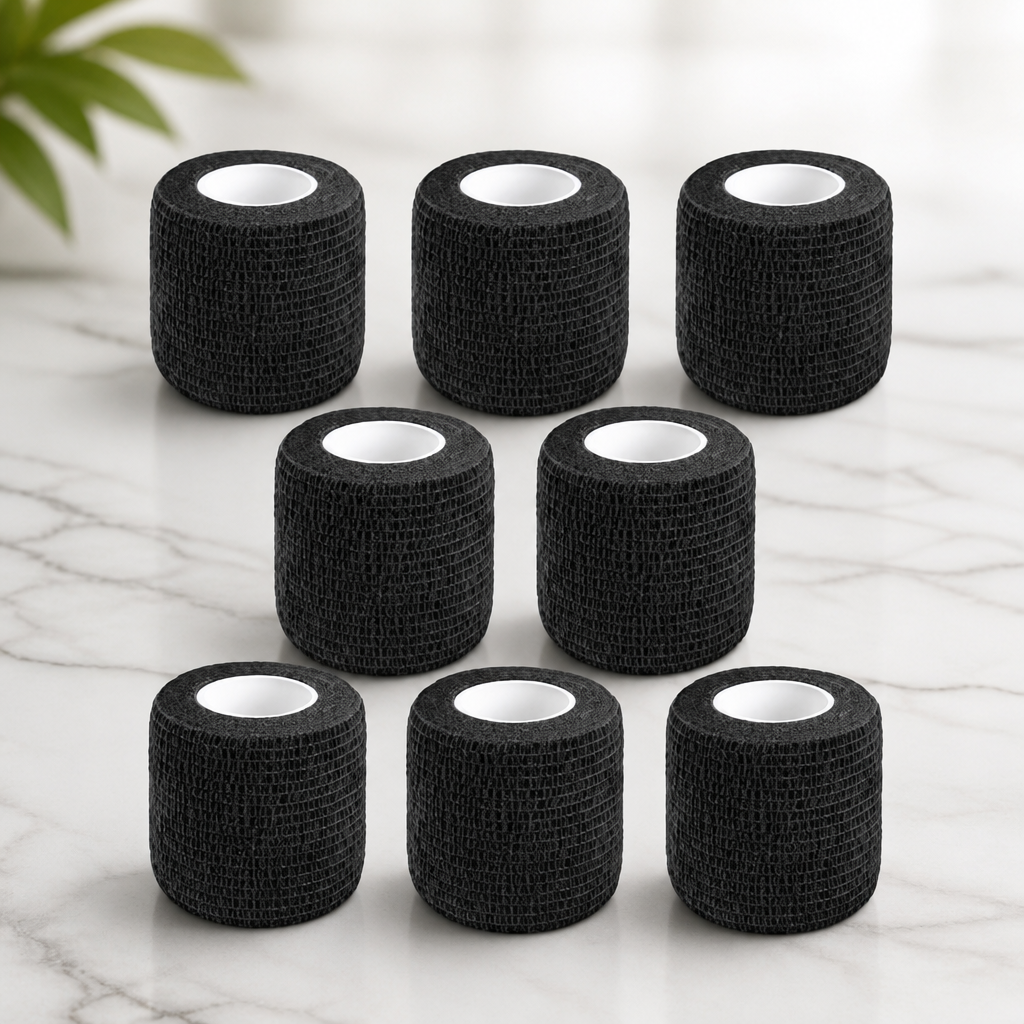 CIYAGPOOU Self Adhesive Bandage Wrap,2 Inch Black Breathable Elastic Cohesive Bandages, Vet Wrap Sports Tape Bulk for First Aid Supplies, Wrist Sprains Protection