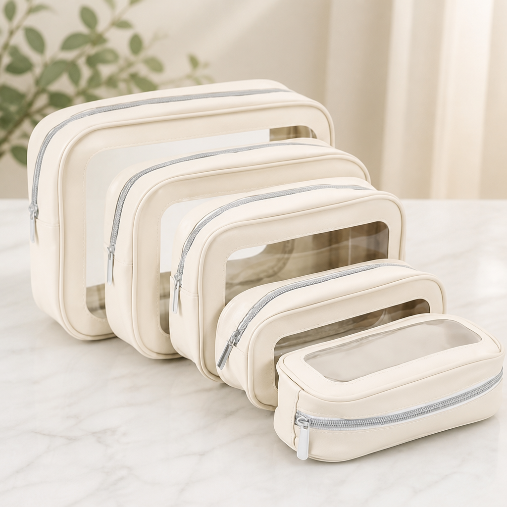YOPCDJ 5PCS Diaper Bag Organizer Pouch Set, TSA Approved Toiletry Bag，Clear Waterproof TPU Makeup Bag Set Travel Organizer Bags for Women and Kids