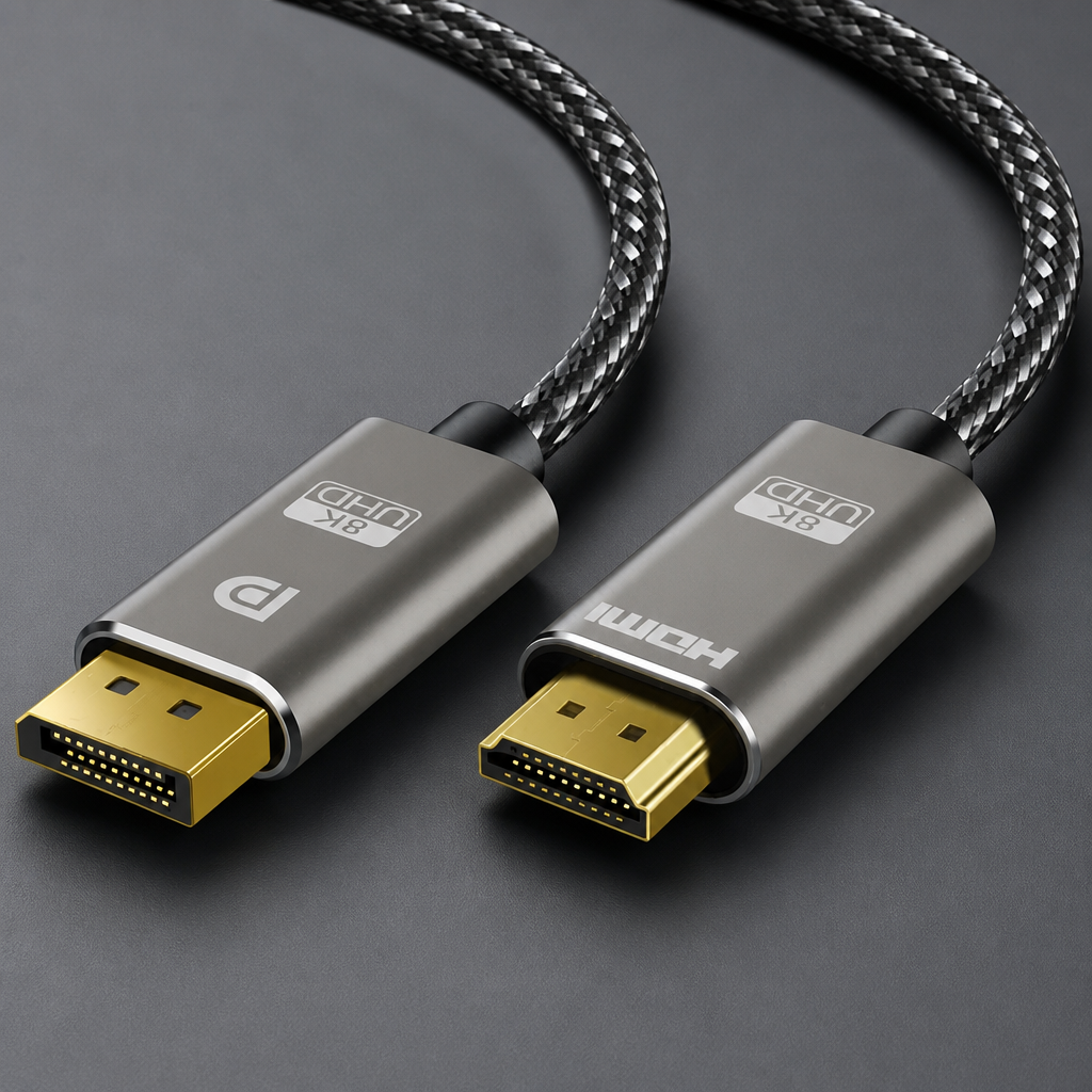 8K DisplayPort to HDMI Cable 6 ft, Uni Directional, DP Source to HDMI Display, 8K@60Hz, 4K@240Hz, 2K@240HZ, DisplayPort 1.4 to HDMI 2.1 Braided Cord for NVIDIA,Dell, AMD, Lenovo, HP, PC, Monitor
