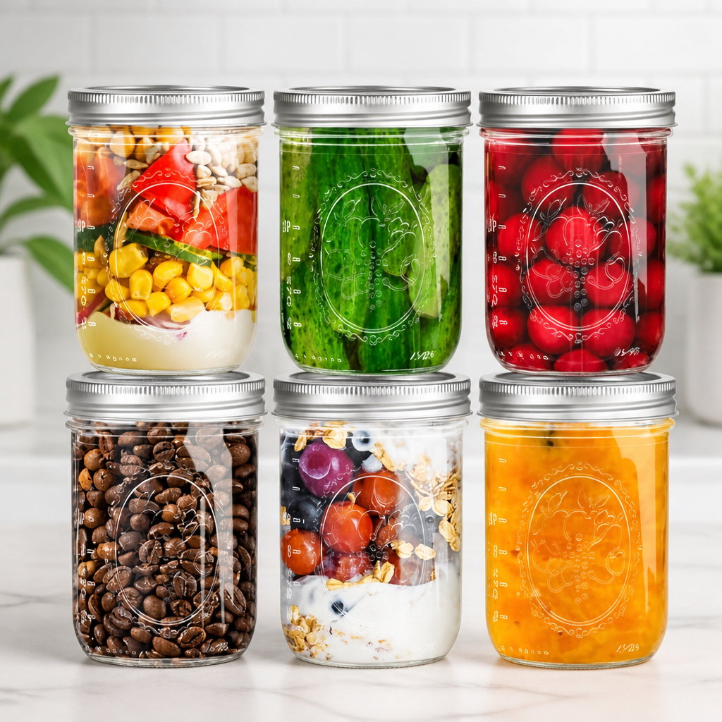 Miuyhji Wide Mouth Mason Jars 16 oz with Lids [6 Pack], Canning Jars with Metal Airtight Lids and Bands, 16 oz Glass Jars for Fermenting, Pickling, Freezing, Preserving, Meal Prep, Jar Décor