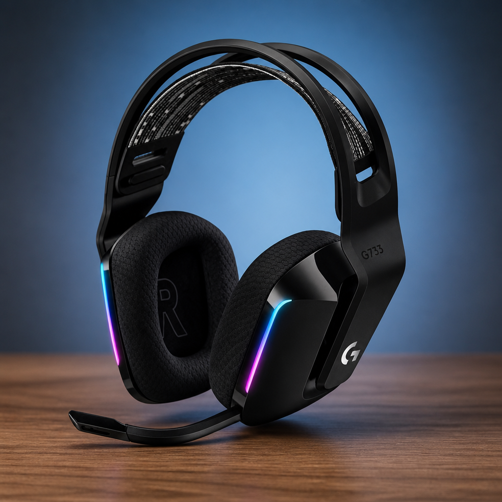 Logitech G733 Lightspeed Wireless Gaming Headset, Suspension Headband, Lightsync RGB, Blue VO!CE Mic, PRO-G Audio – Black, Gaming Headset Wireless, PC, PS5, PS4, Switch Compatible