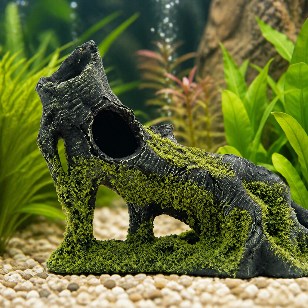 Aquarium Artificial Tree Hole Resin Aquarium Ornament, Resin Tree Stump Branch for Reptile Habitat Decoration, Tree Trunk Fish Tank Decoration Aquarium Hideaway Rock Cave House Hide Hut
