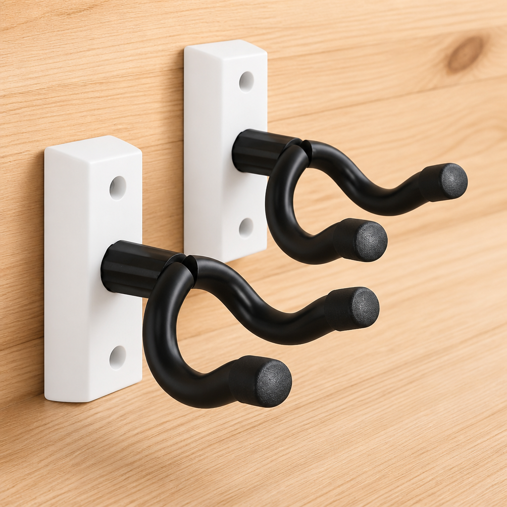 Onmiwod Guitar Wall Mount 2 Pack, White Hardwood Guitar Hanger, U-Shaped Guitar Wall Hanger Mount, Guitar Holder Hook Stand Wall for Acoustic, Electric Guitar, Banjo, Bass, for Guitar Player Men Boy