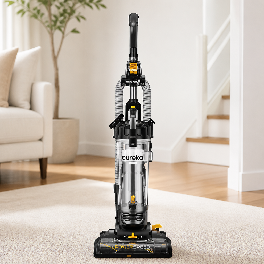 EUREKA PowerSpeed Lightweight Powerful Upright Vacuum Cleaner for Carpet and Hard Floor, Pet Turbo, Black,Yellow