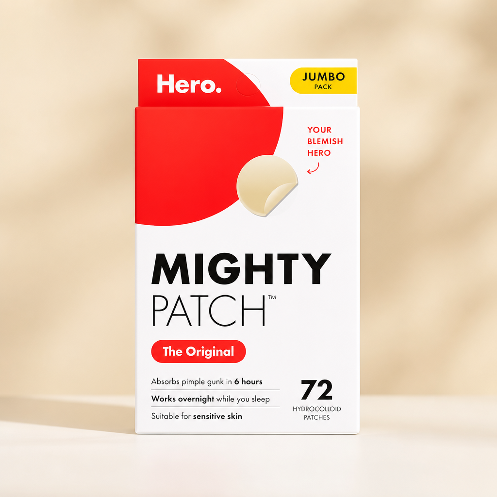 Mighty Patch Original patch from Hero Cosmetics – The #1 Hydrocolloid Acne Pimple Patch for Shrinking Zits and Whiteheads in 1 use; Nighttime Spot Stickers for Face and Skin (72 Count)