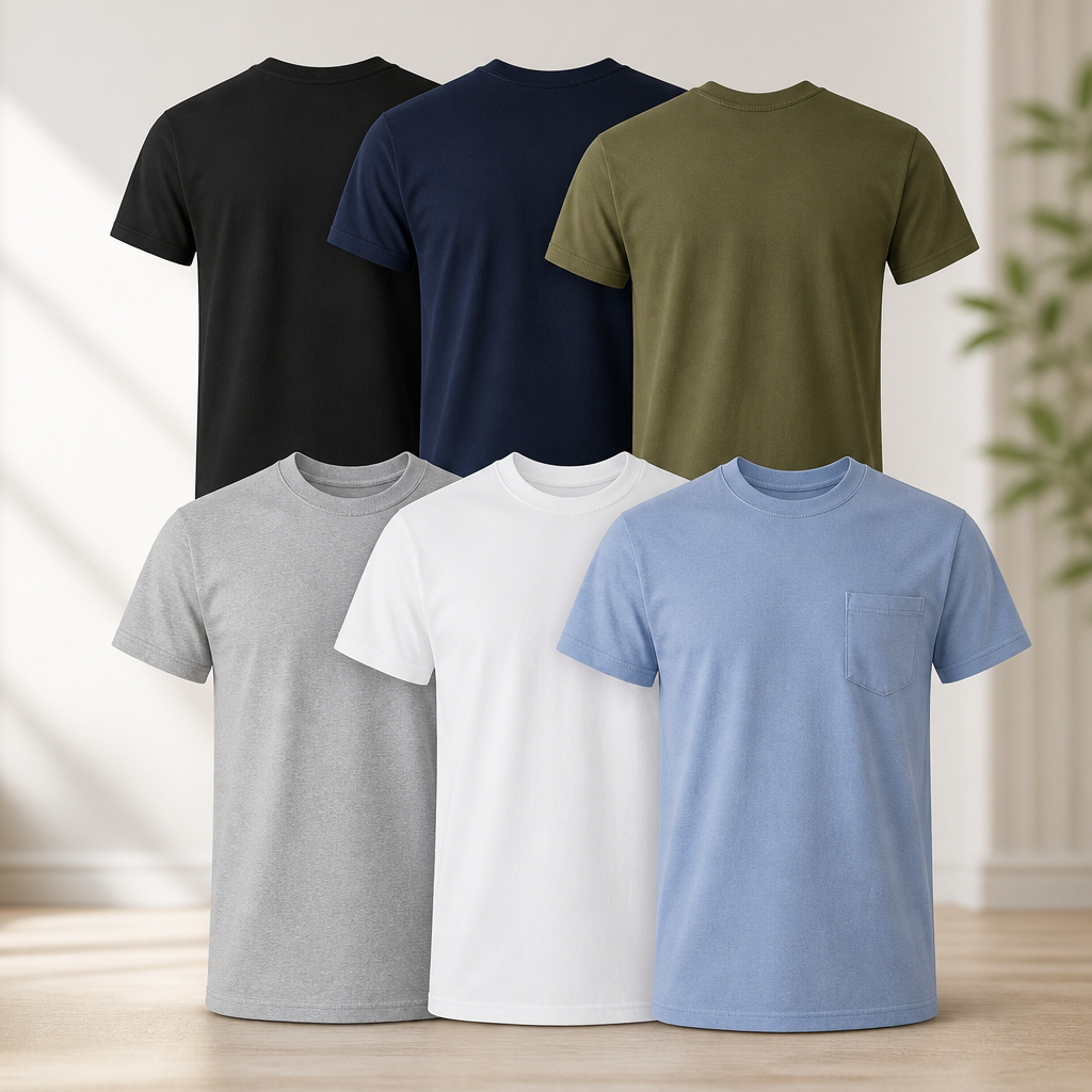 Hanes Men's Pocket T-Shirt Pack, 6-Pack, Cool & Breathable Cotton Tees, Stay-Tucked Undershirts for Men