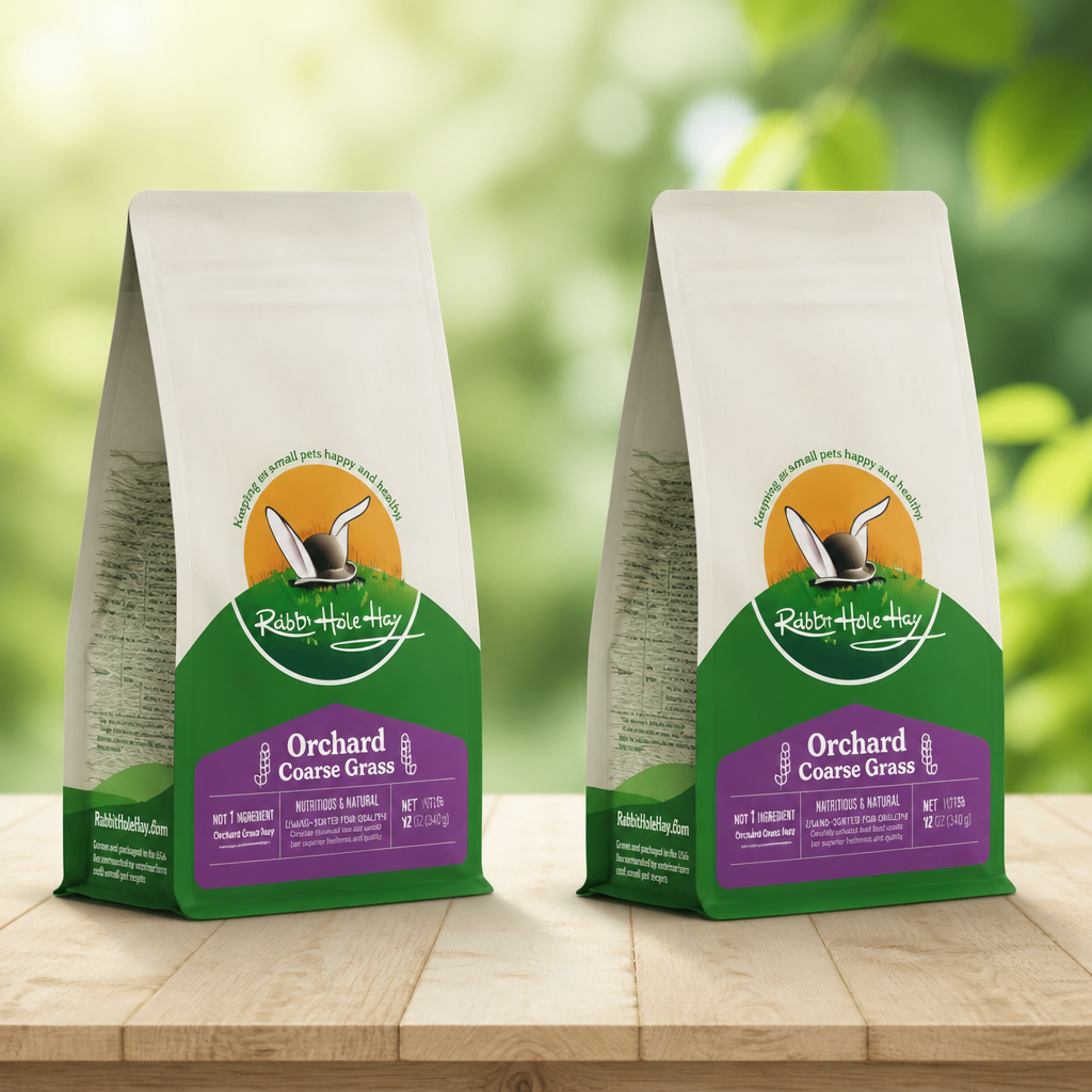 Rabbit Hole Hay - Ultra Premium Coarse Orchard Grass for Small Pets - 12 oz - Hand-Sorted Freshness (Pack of 2)
